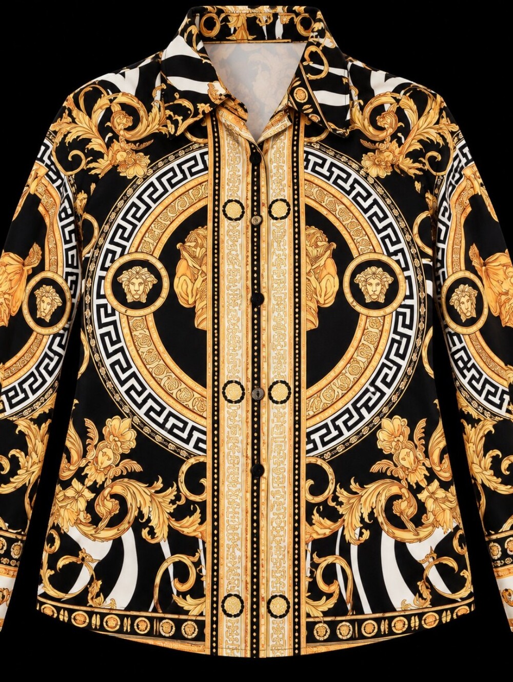Fashion Baroque Print Women's Jacket - Black and Gold
